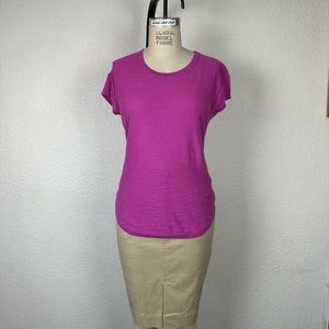 Ann Taylor Women’s Shirt Size MP Pink Knitted Shorts Sleeve Cotton
